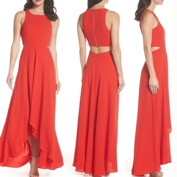 NWT Ali & Jay RED Bohemian Cut-out Hi-lo Maxi Dress SIZE M - Picture 2 of 12